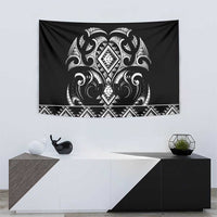 Black Ngaru Taniko With Aotearoa Maori Tattoo Tapestry