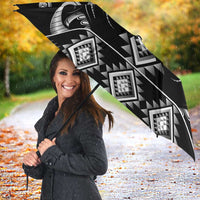 Black Ngaru Taniko With Aotearoa Maori Tattoo Umbrella LT14 - Polynesian Pride