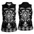 Black Ngaru Taniko With Aotearoa Maori Tattoo Women Sleeveless Polo Shirt