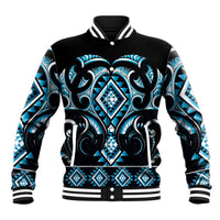 Blue Ngaru Taniko With Aotearoa Maori Tattoo Baseball Jacket