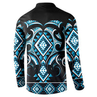 Blue Ngaru Taniko With Aotearoa Maori Tattoo Button Sweatshirt