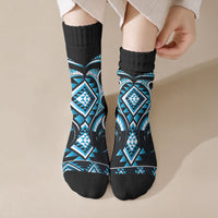 Blue Ngaru Taniko With Aotearoa Maori Tattoo Crew Socks