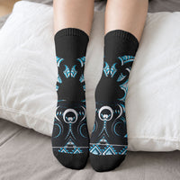 Blue Ngaru Taniko With Aotearoa Maori Tattoo Crew Socks