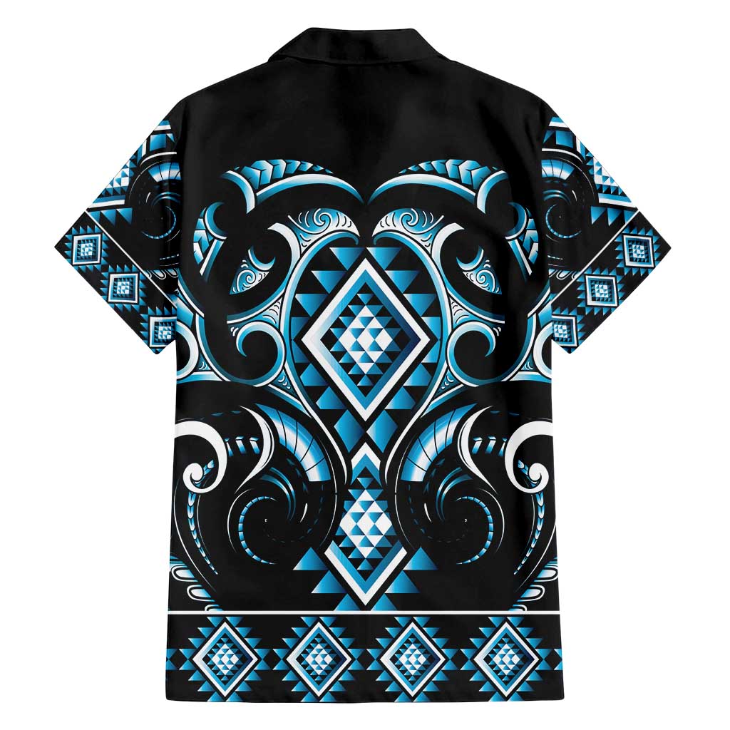 Blue Ngaru Taniko With Aotearoa Maori Tattoo Family Matching Summer Maxi Dress and Hawaiian Shirt LT14 - Polynesian Pride