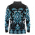 Blue Ngaru Taniko With Aotearoa Maori Tattoo Long Sleeve Polo Shirt