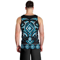 Blue Ngaru Taniko With Aotearoa Maori Tattoo Men Tank Top