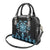 Blue Ngaru Taniko With Aotearoa Maori Tattoo Shoulder Handbag