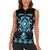 Blue Ngaru Taniko With Aotearoa Maori Tattoo Women Sleeveless Polo Shirt