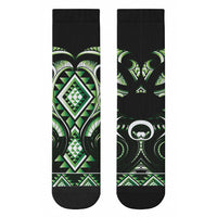 Green Ngaru Taniko With Aotearoa Maori Tattoo Crew Socks