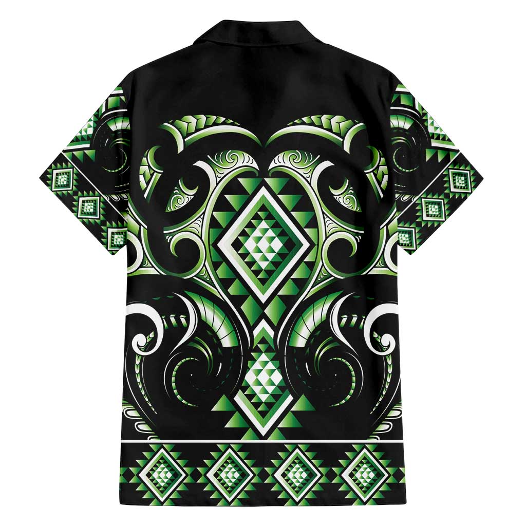 Green Ngaru Taniko With Aotearoa Maori Tattoo Family Matching Puletasi and Hawaiian Shirt LT14 - Polynesian Pride