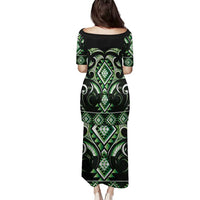 Green Ngaru Taniko With Aotearoa Maori Tattoo Family Matching Puletasi and Hawaiian Shirt LT14 - Polynesian Pride