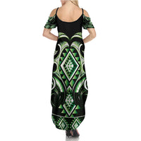 Green Ngaru Taniko With Aotearoa Maori Tattoo Family Matching Summer Maxi Dress and Hawaiian Shirt LT14 - Polynesian Pride