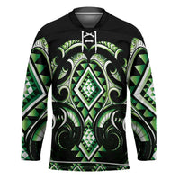 Green Ngaru Taniko With Aotearoa Maori Tattoo Hockey Jersey - Polynesian Pride