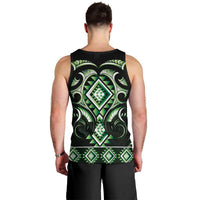 Green Ngaru Taniko With Aotearoa Maori Tattoo Men Tank Top