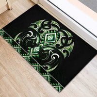 Green Ngaru Taniko With Aotearoa Maori Tattoo Rubber Doormat