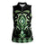Green Ngaru Taniko With Aotearoa Maori Tattoo Women Sleeveless Polo Shirt
