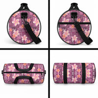 Pink Hawaii Plumeria With Tropical Flowers Motifs Duffle Bag LT14 - Polynesian Pride