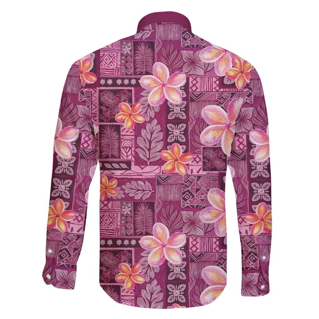 Pink Hawaii Plumeria With Tropical Flowers Motifs Family Matching Puletasi and Hawaiian Shirt LT14 - Polynesian Pride
