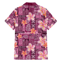 Pink Hawaii Plumeria With Tropical Flowers Motifs Family Matching Summer Maxi Dress and Hawaiian Shirt LT14 - Polynesian Pride