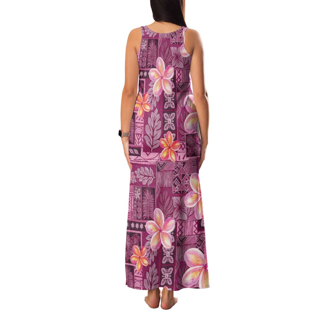 Pink Hawaii Plumeria With Tropical Flowers Motifs Family Matching Tank Maxi Dress and Hawaiian Shirt LT14 - Polynesian Pride