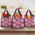 Pink Hawaii Plumeria With Tropical Flowers Motifs Grocery Bag