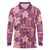 Pink Hawaii Plumeria With Tropical Flowers Motifs Long Sleeve Polo Shirt