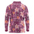 Pink Hawaii Plumeria With Tropical Flowers Motifs Long Sleeve Polo Shirt