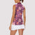 Pink Hawaii Plumeria With Tropical Flowers Motifs Women Sleeveless Polo Shirt