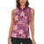 Pink Hawaii Plumeria With Tropical Flowers Motifs Women Sleeveless Polo Shirt