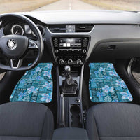 Cyan Hawaii Plumeria With Tropical Flowers Motifs Car Mats