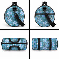 Cyan Hawaii Plumeria With Tropical Flowers Motifs Duffle Bag LT14 - Polynesian Pride