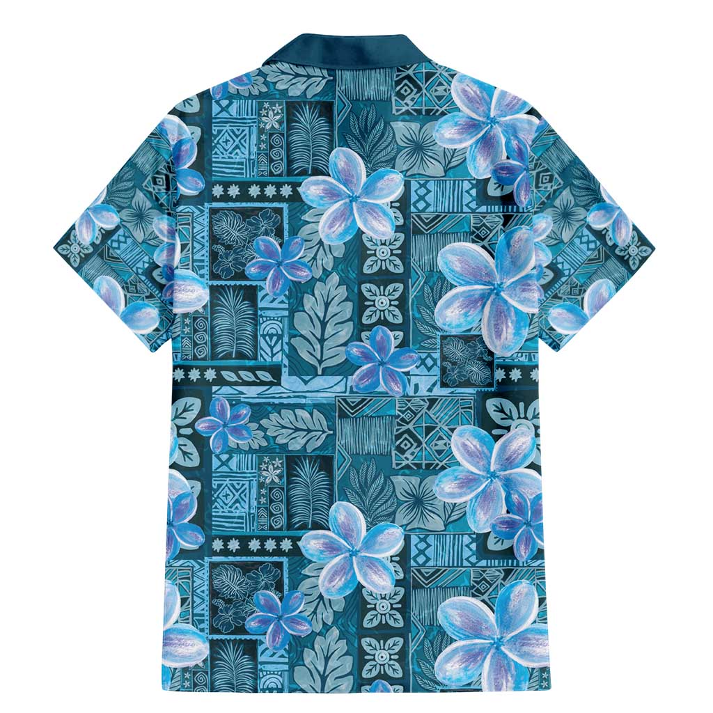 Cyan Hawaii Plumeria With Tropical Flowers Motifs Family Matching Mermaid Dress and Hawaiian Shirt LT14 - Polynesian Pride
