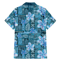 Cyan Hawaii Plumeria With Tropical Flowers Motifs Family Matching Puletasi and Hawaiian Shirt LT14 - Polynesian Pride