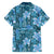 Cyan Hawaii Plumeria With Tropical Flowers Motifs Family Matching Short Sleeve Bodycon Dress and Hawaiian Shirt