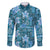 Cyan Hawaii Plumeria With Tropical Flowers Motifs Family Matching Short Sleeve Bodycon Dress and Hawaiian Shirt