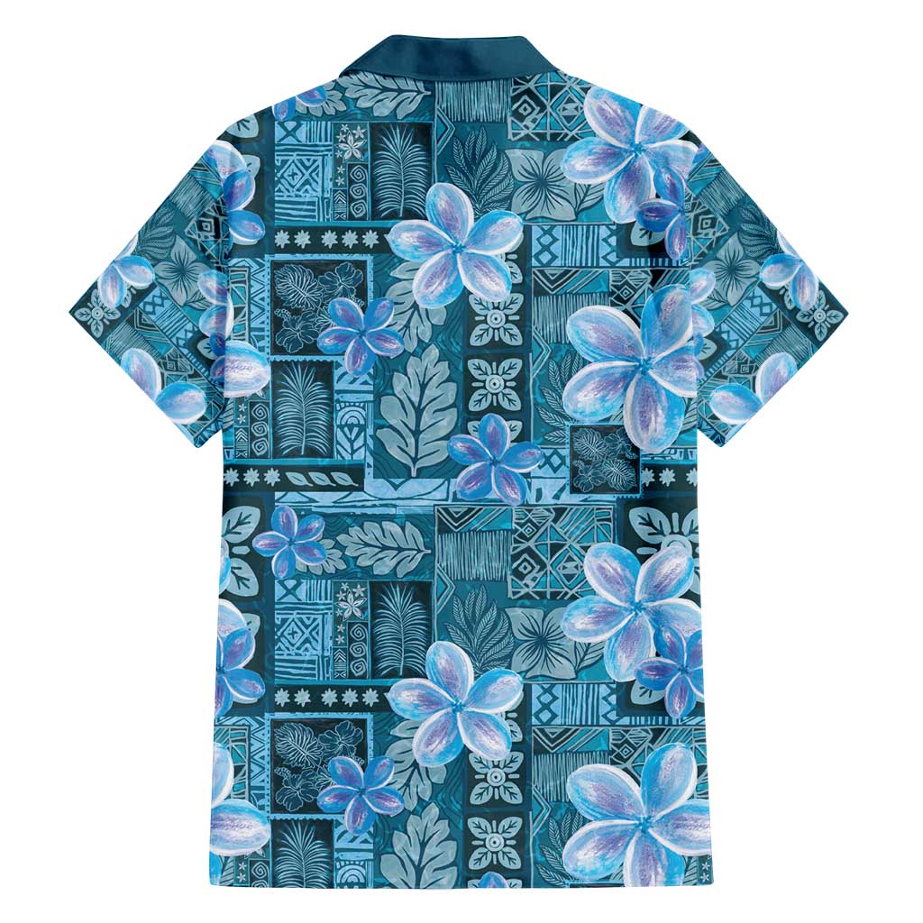 Cyan Hawaii Plumeria With Tropical Flowers Motifs Family Matching Summer Maxi Dress and Hawaiian Shirt LT14 - Polynesian Pride