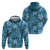 Cyan Hawaii Plumeria With Tropical Flowers Motifs Hoodie