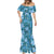 Cyan Hawaii Plumeria With Tropical Flowers Motifs Mermaid Dress