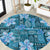 Cyan Hawaii Plumeria With Tropical Flowers Motifs Round Carpet