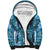 Cyan Hawaii Plumeria With Tropical Flowers Motifs Sherpa Hoodie