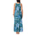 Cyan Hawaii Plumeria With Tropical Flowers Motifs Tank Maxi Dress