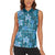 Cyan Hawaii Plumeria With Tropical Flowers Motifs Women Sleeveless Polo Shirt