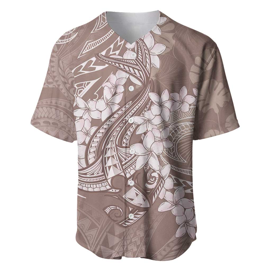 Polynesia Hammerhead Shark Tattoo With Plumeria Lei Baseball Jersey
