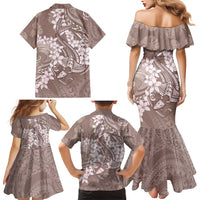 Polynesia Hammerhead Shark Tattoo With Plumeria Lei Family Matching Mermaid Dress and Hawaiian Shirt LT14 - Polynesian Pride