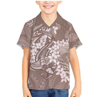 Polynesia Hammerhead Shark Tattoo With Plumeria Lei Family Matching Mermaid Dress and Hawaiian Shirt LT14 Son's Shirt Mocha - Polynesian Pride