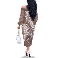Polynesia Hammerhead Shark Tattoo With Plumeria Lei Family Matching Off The Shoulder Long Sleeve Dress and Hawaiian Shirt LT14 - Polynesian Pride