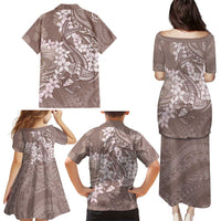 Polynesia Hammerhead Shark Tattoo With Plumeria Lei Family Matching Puletasi and Hawaiian Shirt
