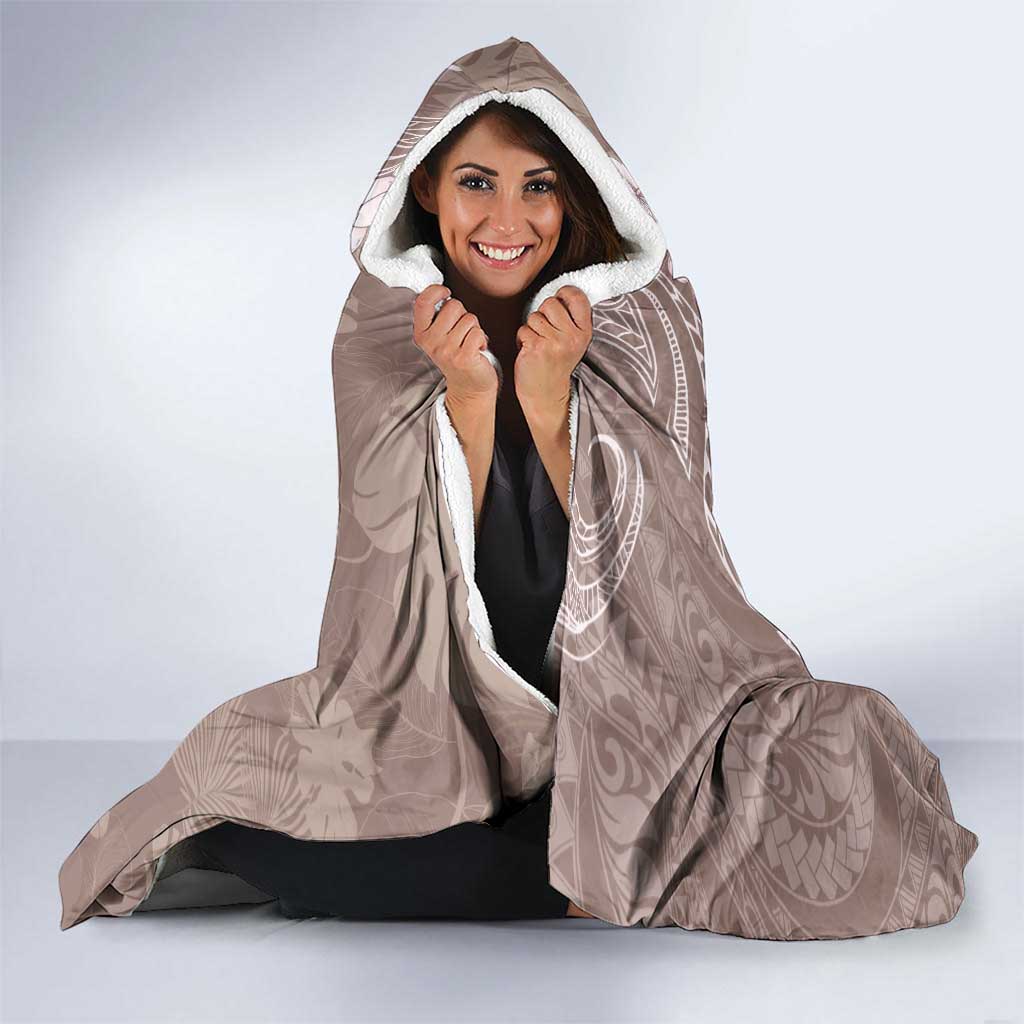 Polynesia Hammerhead Shark Tattoo With Plumeria Lei Hooded Blanket