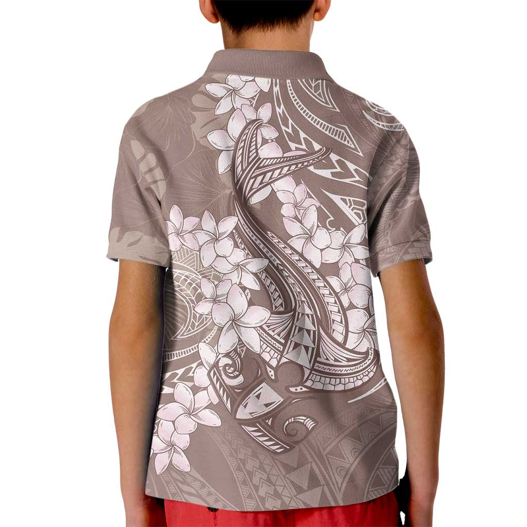 Polynesia Hammerhead Shark Tattoo With Plumeria Lei Kid Polo Shirt