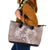 Polynesia Hammerhead Shark Tattoo With Plumeria Lei Leather Tote Bag